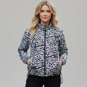 Karen Scott NWT Zebra Print Windbreaker Sporty Chic Lightweight